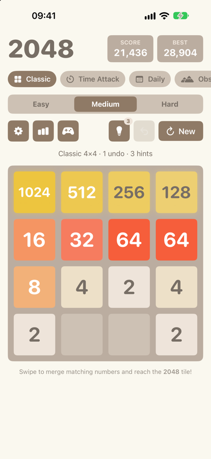 A game in progress with big tiles