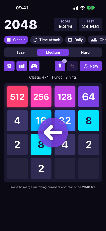 A hint arrow in the Neon theme