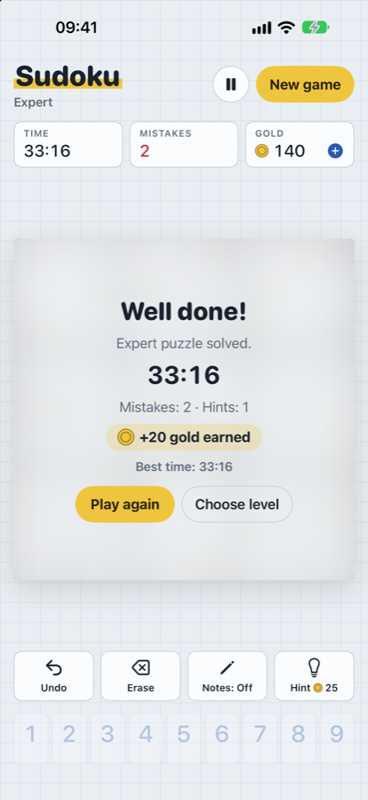 Puzzle solved screen